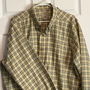 L.L. Bean Yellow and Blue Plaid Shirt